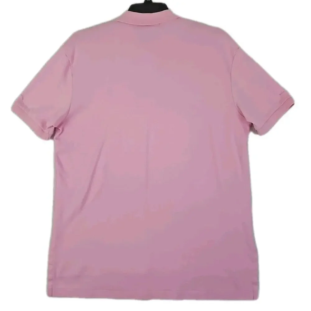 Polo Ralph Lauren ~Men's Size L~ Pink Blue Polo Shirt Pink Logo 100% Cotton.